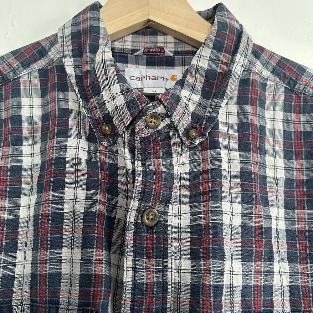 Carhartt Relaxed Fit  Long Sleeve Cotton Button Down Plaid‎ Work Shirt Men's Med - Picture 9 of 16